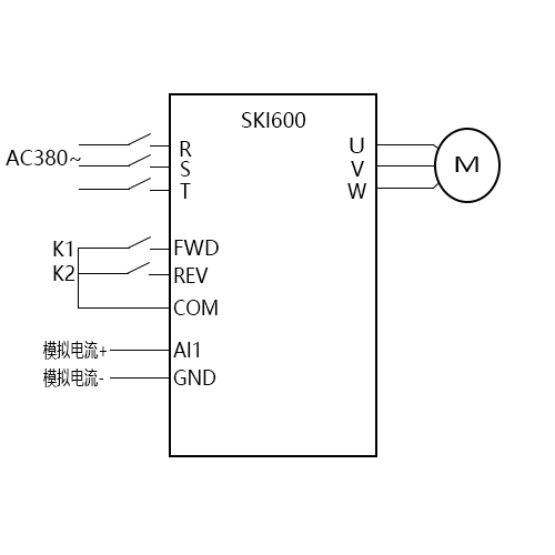 SK600三科變頻器外部端子啟停電流信號調(diào)速視頻指導